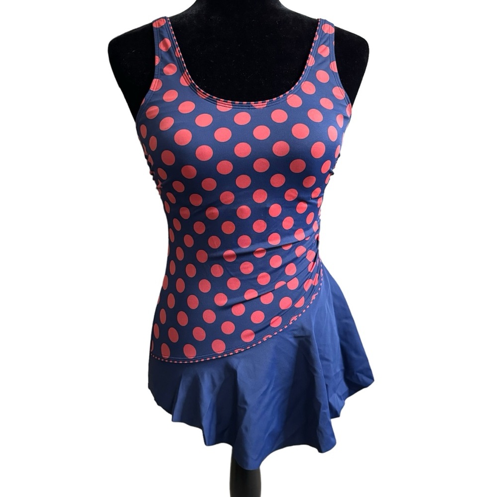 Amoena Rust and Navy Alabama Sarong One Piece Swimsuit - Size 8